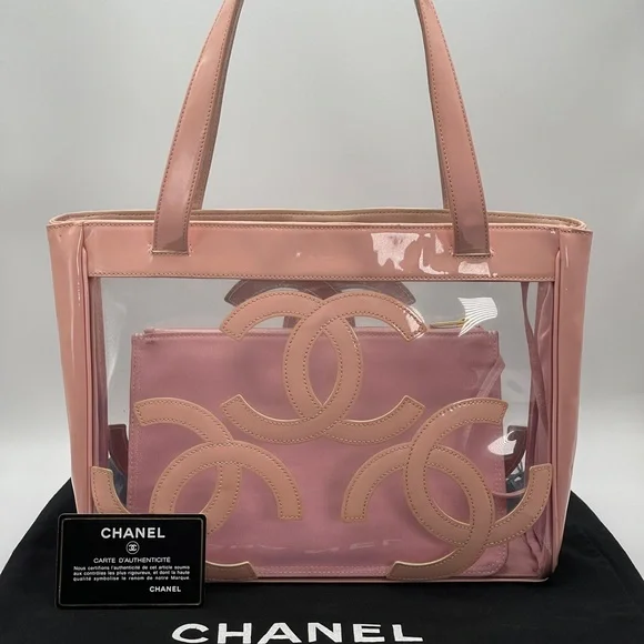Chanel Vinyl Triple CC Clear Plastic PVC Transparent See-through Coco Tote Bag - Picture 2 of 16